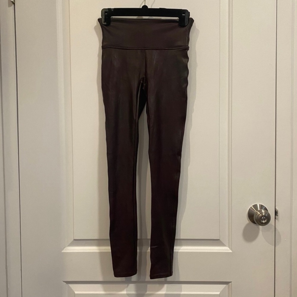 Spanx Faux Leather Leggings in Color Wine - Picture 4 of 5